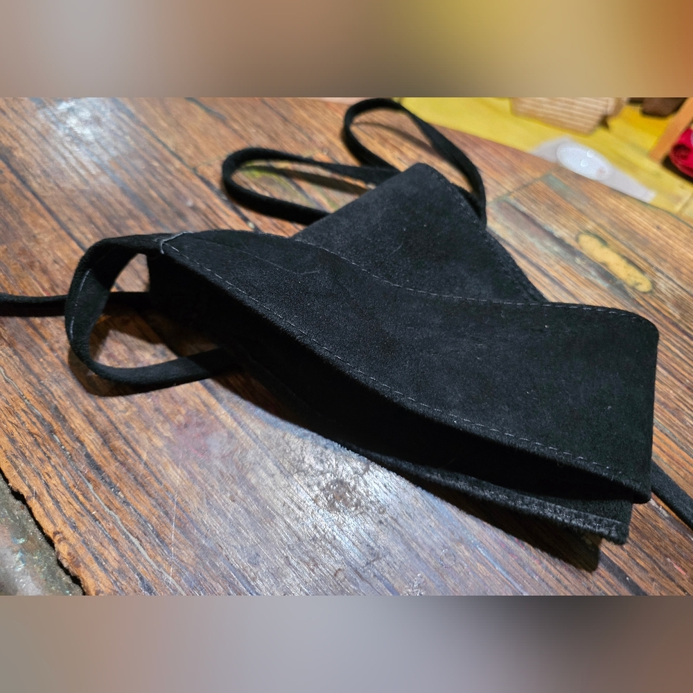 Black Suede Tie Belt